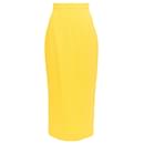 EMILIA WICKSTEAD yellow double crepe high waisted darted pencil skirt UK8 S - Autre Marque