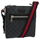 Gucci Web Strap Front Zip Messenger Bag GG Coated Canvas Small