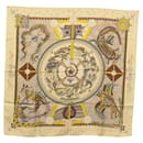 HERMES Carré 90 Écharpe "RÊVE D'AUSTRALIE" Soie Jaune Auth hk3014 - Hermès