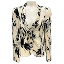 Armani Collezioni Ivory / Black 2008 Floral Wool and Silk Jacket - Autre Marque