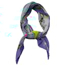 Hermes Light Blue Multi Neige d'Antan Plisse Pleated Silk Twill Scarf - Hermès