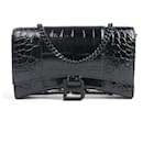 Balenciaga Hourglass Mock Croc Shoulder bag in Black