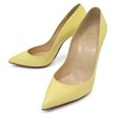 CHRISTIAN LOUBOUTIN PIGALLE PUMPS 38 YELLOW PATENT LEATHER SHOES - Christian Louboutin