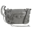 BALENCIAGA Flap Bag XS Shoulder Bag Leather 2way Gray Silver 719082 Auth 128190M - Balenciaga