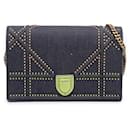Dior Blue Studded Denim Diorama Wallet on Chain