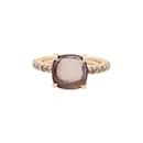 Pomellato Ring, "Baby" in rose gold, rose quartz, and brown diamonds.