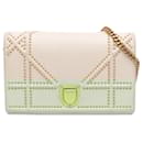 Dior White Studded Lambskin Diorama Wallet on Chain