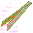 Hermès Orange Maillons Silk Twilly Scarf