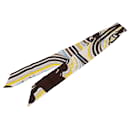 Hermès White Brides De Gala Shadow Silk Twilly Scarf