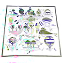 Hermès Purple Les Folies Du Ciel Double Face Silk Scarf 90