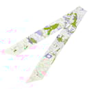 Hermès White Sur Mon Nuage Silk Twilly Scarf