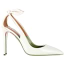 Aquazzura Bow Tie 105 Cutout Pumps in White Lamb Leather