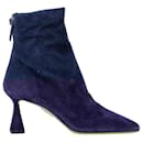  Aquazzura Amore 75 Ankle Boots in Navy Blue Suede