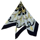 Hermès Blue Eperon D'Or Silk Handkerchief