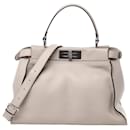 Fendi Peekaboo Regular Leather 2Way Handbag in Light Greige 8BN290