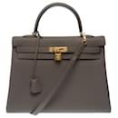HERMES Kelly 35 Bag in Gray Leather - 102947 - Hermès