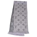 Louis Vuitton Pearl Grey Monogram Wool Logomania Scarf