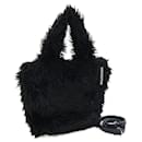 Balenciaga Black Faux Fur and Leather Handbag