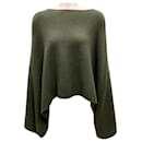 Carolyn Rowan Olive Green Snake Embellished Cashmere Knit Cape Sweater - Autre Marque
