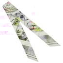 Hermès White Ex Libris Marble Silk Twilly Scarf