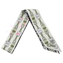 Hermès White Harnais En Rosace Silk Twilly Scarf