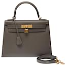 HERMES Kelly 28 Bag in Gray Leather - 102957 - Hermès