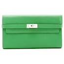 Hermes Kelly Long Wallet Leather Green - Hermès