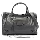 Balenciaga City Medium Leather Handbag Gray