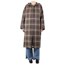 Brown check hooded coat - size L - Autre Marque