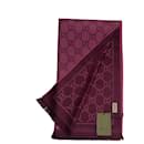 Cachecol de lã reversível Gucci GG Monogram Bordô Rosa - Novo
