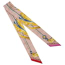 Hermès Pink Cavalcades Silk Twilly Scarf