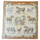 "Les Poulains" rare Hermes silk scarf 90x90 - Hermès