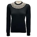 Michael Kors Collection Black / Silver Paperclip Detail Cashmere Knit Pullover Sweater - Autre Marque