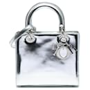 Dior Silver Medium Metallic Patent Lady Dior