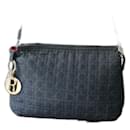 Dior handbag / clutch in navy blue canage canvas pattern