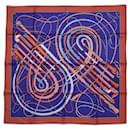 Hermès Carré 90 Fouets et Badines" 100% Silk Scarf in Purple