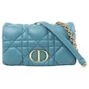 Dior Caro Macrocannage Leather Chain Shoulder Bag in Blue