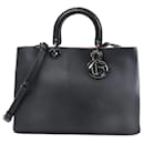 Dior Diorissimo Smooth Leather Large 2Way Handbag in Black x Rose Indien