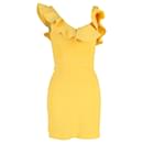  Alexander Mcqueen Frilled-Neck Mini Dress in Yellow Viscose