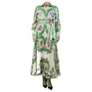 Green and ecru pleated maxi dress - size M - Autre Marque