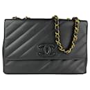 Chanel Black Grained Calfskin Shoulder Bag