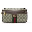 GUCCI OPHIDIA BELT BAG BANANA BEIGE GG CANVAS BUMBAG - Gucci