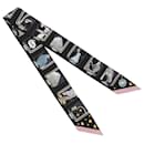 Hermès Black Story Silk Twilly Scarf