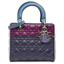 Dior Purple Medium Tricolor Lambskin Cannage Lady Dior