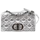Dior Caro Leather Chain Shoulder Bag in Metallic Silver