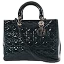 Dior Lady Dior Large Cannage Patent Leather 2Way Handbag in Green