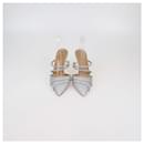 Aquazzura Silver Glitter and Crystal Strappy Luminous Mules