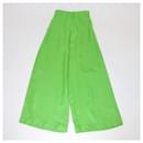 Christopher John Rogers Green Viscose Twill Wide Leg Pants - Autre Marque