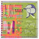 Hermès Carré 90 "LETTRES EQUESTRES" 100% Silk Scarf in Orange