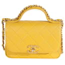Chanel Yellow Quilted Lambskin Small Chain Infinity Top Handle Flap